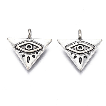 Tibetan Style Alloy Pendant Enamel Settings, Cadmium Free & Lead Free, Triangle with Eye, Antique Silver, 15x15.5x4mm, Hole: 1.6mm, about 1600pcs/1000g