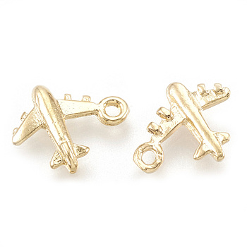 Brass Airliner Charms, Real 18K Gold Plated, Passenger Airplane, 9.5x11.5x2mm, Hole: 1.2mm