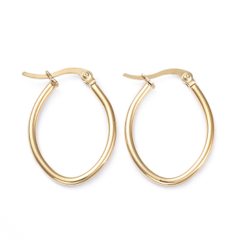 201 Stainless Steel Hoop Earrings, with 304 Stainless Steel Pins, Oval, Golden, 27.5x20.5x2mm, 12 Gauge, Pin: 1x0.7mm