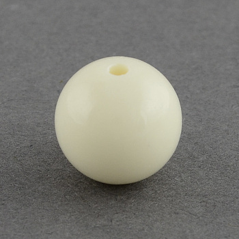 Solid Chunky Bubblegum Acrylic Ball Beads, Round, Light Yellow, 12mm, Hole: 2mm, about 500pcs/500g