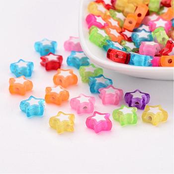 Transparent Acrylic Beads, Bead in Bead, Star, Mixed Color, 9x10x4mm, Hole: 2mm