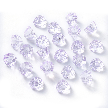 Transparent Spray Painted Glass Beads, Lotus Pod, Lilac, 11x10.5x8mm, Hole: 1mm