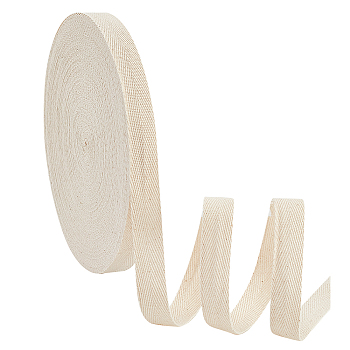 Flat Polycotton Twill Tape Ribbon, Herringbone Ribbon, Cornsilk, 19x0.6mm