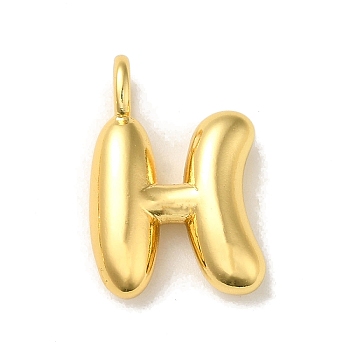 Brass Pendants, Real 18K Gold Plated, Letter H, 19x13x5.5mm, Hole: 3.3mm