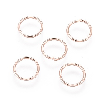 304 Stainless Steel Open Jump Rings, Rose Gold, 18 Gauge, 10x1mm, Inner Diameter: 8mm