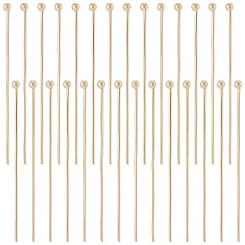 100Pcs  Brass Ball Head Pins, Real 18K Gold Plated, Real 18K Gold Plated, 35x0.6mm