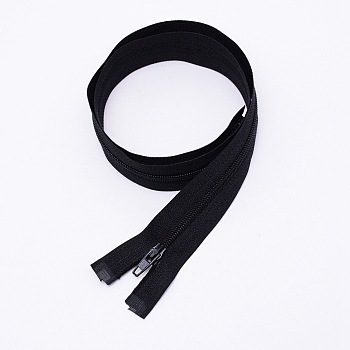 Nylon Garment Accessories, Zip-fastener Component Sets, Nylon Zipper & Alloy Zipper Puller, Black, 600x27x2mm