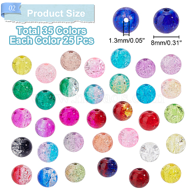 PandaHall Elite 875Pcs 35 Colors Spray Painted Transparent Crackle Glass Beads(CCG-PH0001-09)-2