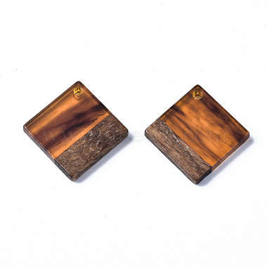 Transparent Resin & Walnut Wood Pendants(RESI-T035-31C)-2