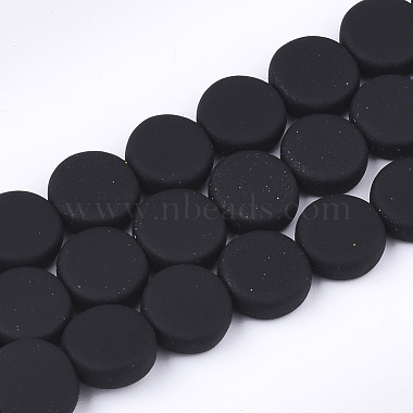 8mm Black Flat Round Non-magnetic Hematite Beads