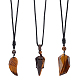 3Pcs 3 Style Natural Tiger Eye Wing & Cone & Dagger Pendant Necklaces Set with Polyester Rope for Men Women(NJEW-GL0001-02)-1