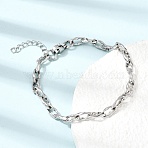 4.5MM 304 Stainless Steel Twisted Oval Link Chain Bracelets for Man and Women, Tarnish Free, Stainless Steel Color, 6.61 inch(16.8cm)(SA-CBAB767-17B-P)