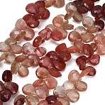 Gradient Color Natural Andesine Feldspar Beads Strands, Teardrop, Top Drilled, Faceted, 8.5x7.5x3.5mm, Hole: 0.3mm, about 54pcs/strand, 12.60''(32cm)(GG-CBA0C95-C01-01)