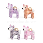 Alloy Enamel Pendants, Dog Charms, Golden, Mixed Color, 13.5x12.5x6.5mm, Hole: 1.4mm(ENAM-D320-07)