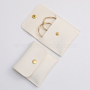 PU Imitation Leather Jewelry Storage Bags, with Golden Tone Snap Buttons, Square, Linen, 7.9x8x0.75cm(ABAG-P006-01A-03)