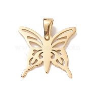 304 Stainless Steel Pendants, Butterfly, Golden, 16x18x1mm, Hole: 7x3.5mm(STAS-I135-32G-01)