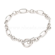 Unisex 304 Stainless Steel Figaro Chain Bracelets, with Toggle Clasps, Stainless Steel Color, 8-1/2 inch(21.5cm)(BJEW-H541-06A-P)
