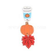 Halloween Theme Opaque Printed Acrylic Pendants, with Iron Jewelry, Pumpkin, Colorful, 69x21x2mm, Hole: 2.2mm(SACR-S034-10C)