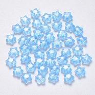 Transparent Glass Beads, Star, Light Sky Blue, 8x8.5x4mm, Hole: 1mm(GLAA-R211-04-A02)