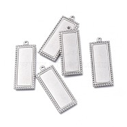 304 Stainless Steel Pendant Cabochon Settings, Plain Edge Bezel Cups, Rectangle, Stainless Steel Color, Tray: 30x10mm, 38.5x15x1.8mm, Hole: 1.6mm(STAS-K207-75P)