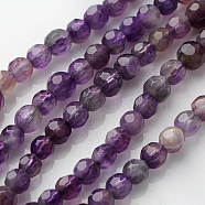 Gemstone Strands, Faceted(64 Facets) Round, Amethyst, Bead: about 4mm in diameter, hole: 0.8mm, 15 inch, 93pcs/strand(GSF4mmC062)