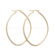 201 Stainless Steel Hoop Earrings, with 304 Stainless Steel Pins, Oval, Golden, 58x40x2mm, 12 Gauge, Pin: 1x0.7mm(EJEW-I245-03C)