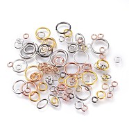 Brass & Stainless Steel Open Jump Rings, Mixed Style, Mixed Color, 4~12x1~2mm, Inner Diameter: 2~9.5mm(STAS-XCP0001-18)