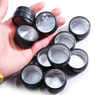 Round Aluminum Candle Tins with Visible Window, Nail Art Rhinestone Storage Boxes, Candle Jars Storage Containers for DIY Candle Making, Electrophoresis Black, 3.3x1.9cm(CAND-PW0013-71B)