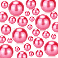ABS Plastic Imitation Pearl Beads, No Hole, Round, Fuchsia, 10~30mm, 150pcs/set(KY-WH0029-02)