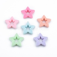 Opaque Resin Beads, Flocky Star, Mixed Color, 25.5x27x5mm, Hole: 1.8mm(RESI-G047-16)