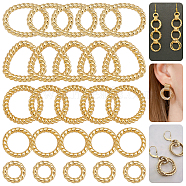 100Pcs 5 Style Alloy Linking Rings, Twisted, Ring/Triangle/Oval, Golden, 6~12x6~10.5x1~1.5mm, 20pcs/style(FIND-AR0004-58)