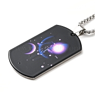 201 Stainless Steel Rectangle with Constellations Pendant Necklace for Women, Libra, 23.74 inch(60.3cm)(NJEW-G015-01G)