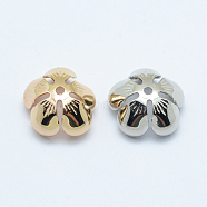 Brass Bead Caps, Long-Lasting Plated, Flower, 5-Petal, Mixed Color, 13x5.5mm, Hole: 1mm(PALLOY-K107-06)