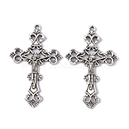 Tibetan Style Alloy Pendants, For Easter, Crucifix Cross Pendant, Antique Silver, Lead Free and Cadmium Free, 43.5x26x3mm, Hole: 2mm(LF1299Y)