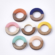 Resin & Walnut Wood Linking Rings, Ring, Mixed Color, 18x4mm(RESI-S358-21)