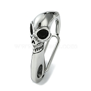 Tibetan Style 304 Stainless Steel Spring Gate Rings, Antique Silver, 45.5x14x26.5mm, Hole: 8.5x5.5mm(STAS-C099-10AS)