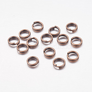 Iron Split Rings, Double Loops Jump Rings, Cadmium Free & Nickel Free & Lead Free, Red Copper, 5x1.4mm, about 4.3mm inner diameter, about 13000pcs/1000g(JRDR5mm-NF)