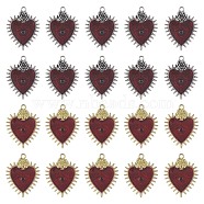 20Pcs 2 Colors Alloy Enamel Pendants, Heart with Rose, Mixed Color, 32.5x25x3.5mm, Hole: 1.7mm, 10pcs/color(ENAM-SC0003-84)