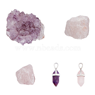 DIY Jewelry Making Findings Kits, Including Natural Rose Quartz/Amethyst Display Decorations & Beads & Pendants, 58~59x39~51x24~28mm(DIY-FH0006-75)