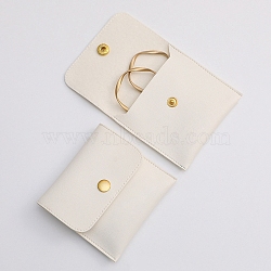 PU Imitation Leather Jewelry Storage Bags, with Golden Tone Snap Buttons, Square, Linen, 7.9x8x0.75cm(ABAG-P006-01A-03)