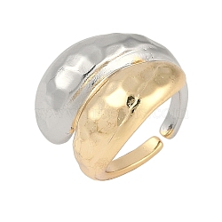 Teardrop Brass Open Cuff Rings for Women, Platinum & Real 18K Gold Plated, Mixed Color, Adjustable(RJEW-S001-01GP)