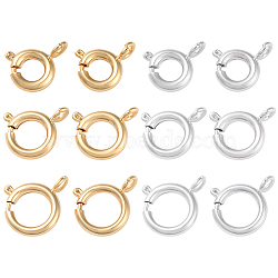 12Pcs 6 Style Eco-friendly Brass Spring Ring Clasps, Cadmium Free & Lead Free, Long-Lasting Plated, Golden & Silver, 9~15.5x7~13x1.5~2mm, Hole: 1.5~2.3mm, Inner Diameter: 3~7.5mm, 2pcs/style(KK-BC0009-41)
