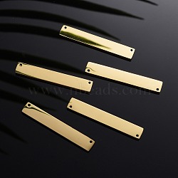 304 Stainless Steel Links Connectors, Manual Polishing, Stamping Blank Tags, Rectangle, Golden, 39x8x1.8mm(STAS-I140-32G)