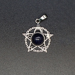 Synthetic Blue Goldstone Pendants, Star Charms, 27x25x6mm(PW-WG18192-21)