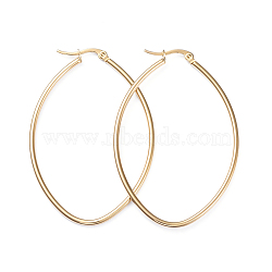 201 Stainless Steel Hoop Earrings, with 304 Stainless Steel Pins, Oval, Golden, 58x40x2mm, 12 Gauge, Pin: 1x0.7mm(EJEW-I245-03C)
