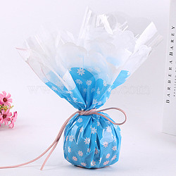 Oriented Polypropylene(OPP) Plastic Gift Wrapping Paper, Christmas Theme, for Apple, Candy, Flat Round with Flower Pattern, Deep Sky Blue, 58.5x0.003cm, 20pcs/bag(AJEW-F043-01A)