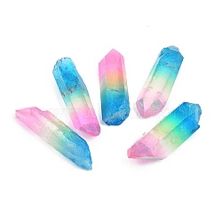Electroplated Natural Quartz Crystal Home Display Decorations, Bullet, Colorful, 58~82x16~23mm(DJEW-I012-01)