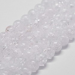 Natural Crackle Quartz Beads Strands, Round, 6mm, Hole: 1mm, about 66pcs/strand, 14.9 inches~15.1 inches(G-G735-20-6mm)