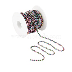 Ion Plating(IP) 304 Stainless Steel Ball Chains, with Spool, Round, Rainbow Color, 3mm, about 32.8 Feet(10m)/roll(CHS-H013-04M-3MM-A)