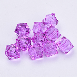 Transparent Acrylic Beads, Faceted, Cube, Dark Violet, 10x10x8mm, Hole: 1.5mm,(X-TACR-Q259-10mm-V48)